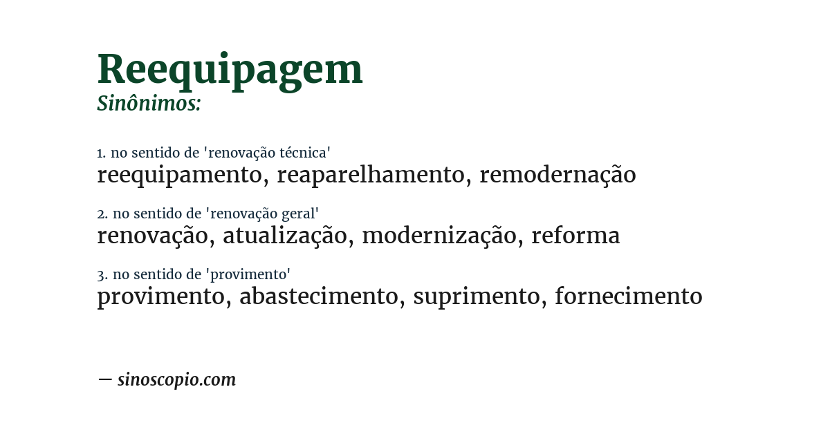 Sinônimo de reequipagem