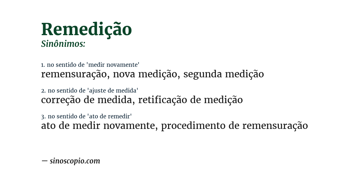 Sinônimo de remedição