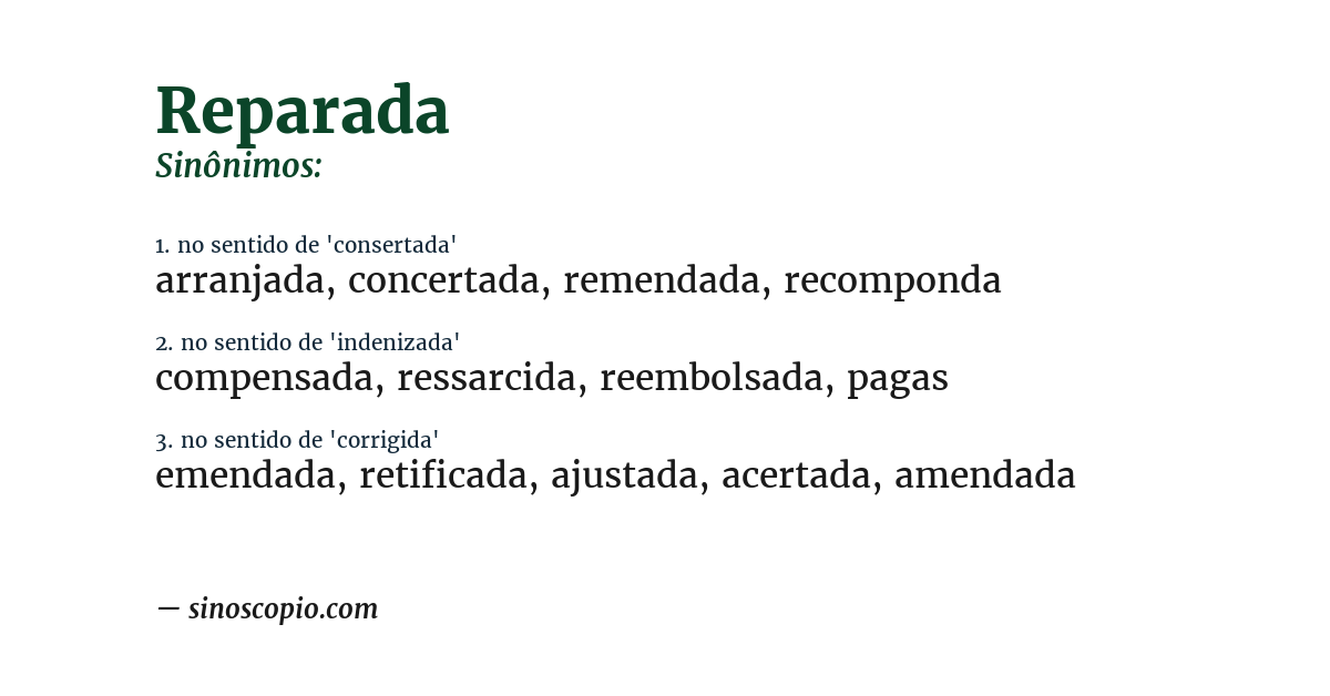 Sinônimo de reparada