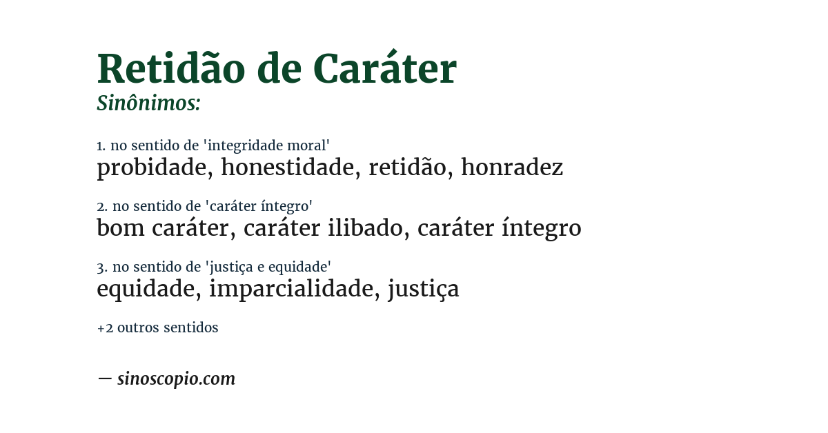 Sinônimo de retidão de caráter