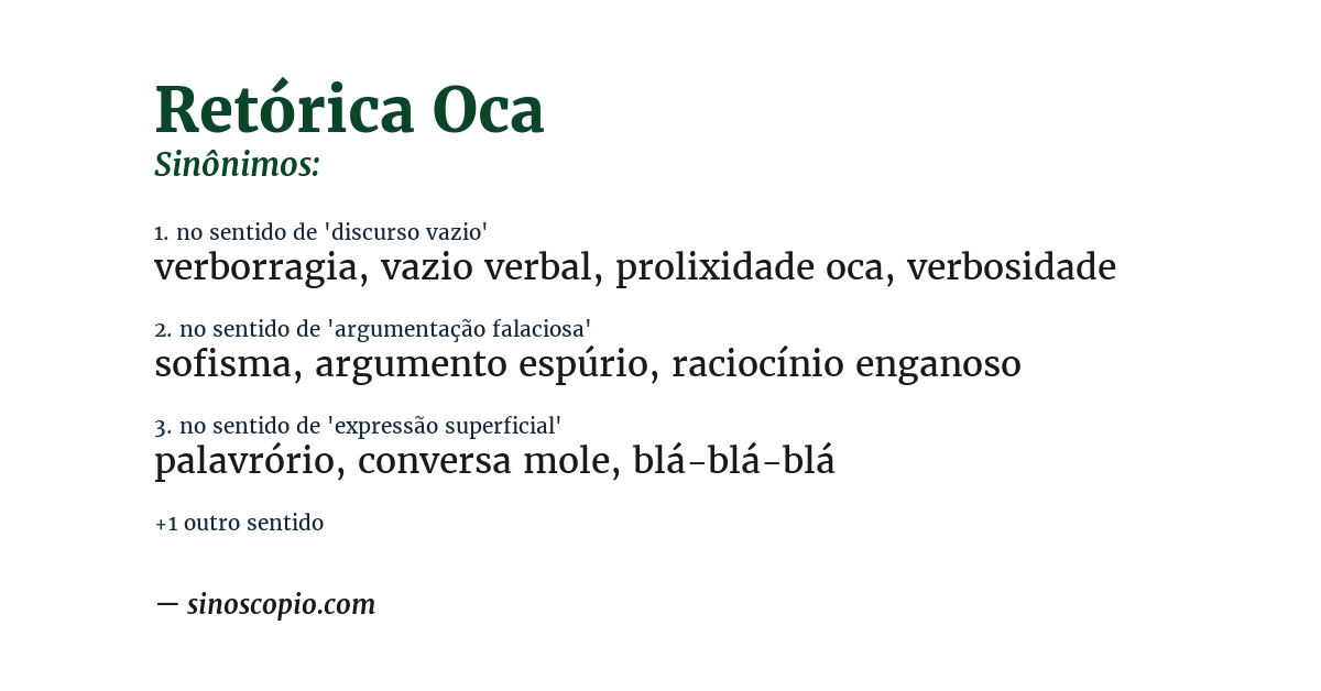 Sinônimo de retórica oca
