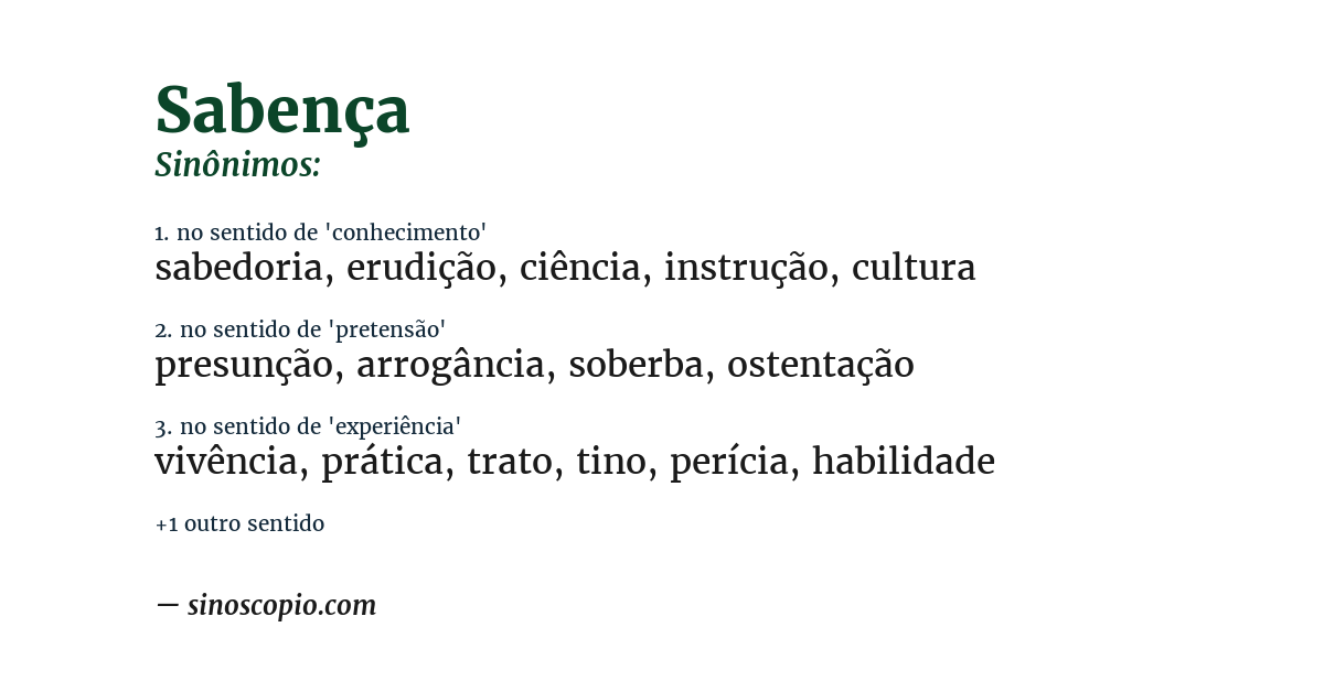 Sinônimo de sabença