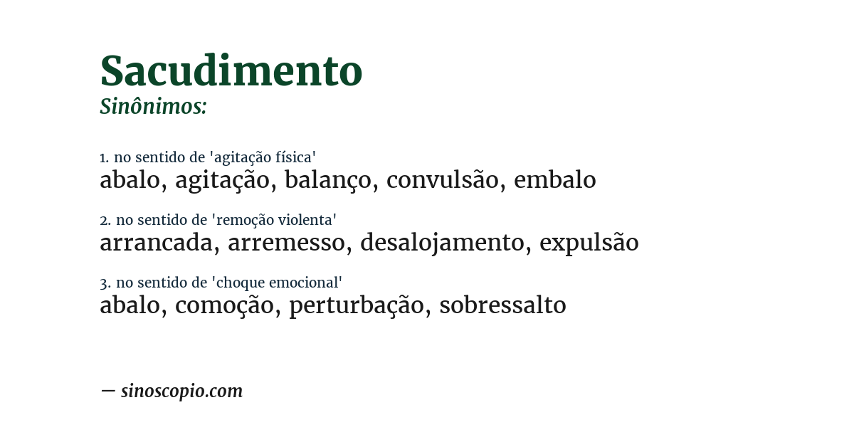 Sinônimo de sacudimento