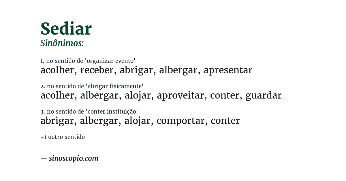 Sinônimo de sediar