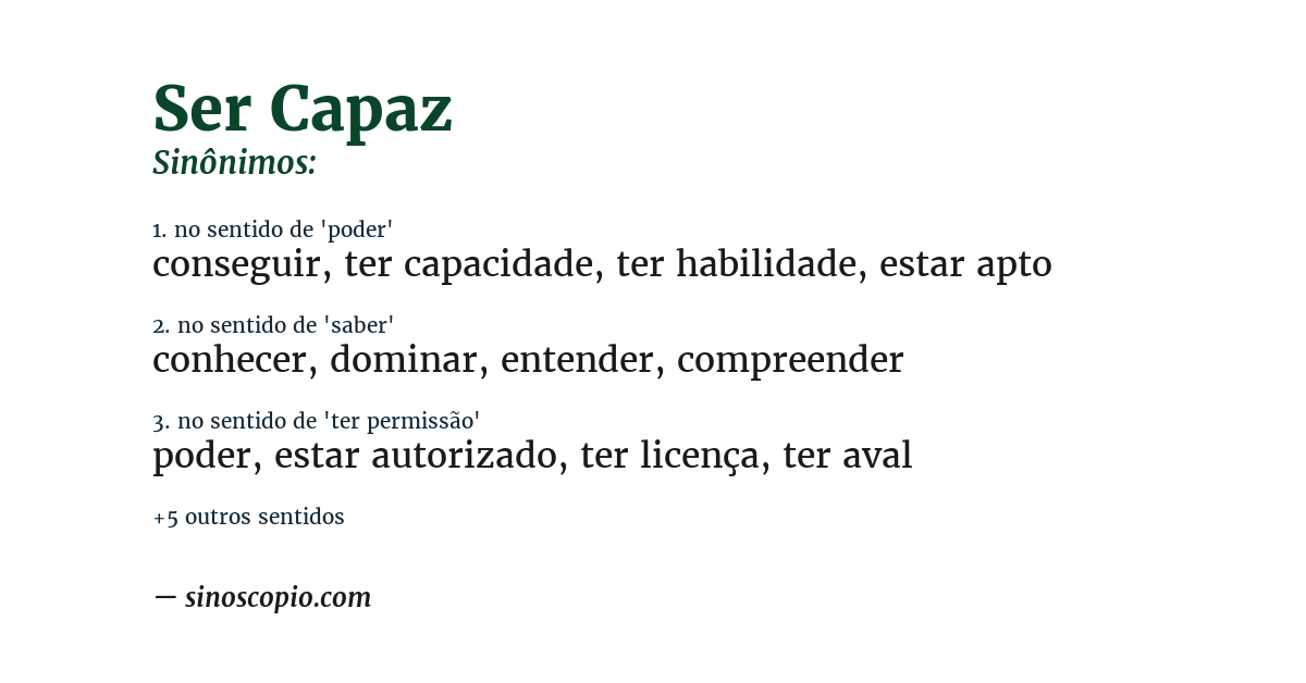 Sinônimo de ser capaz