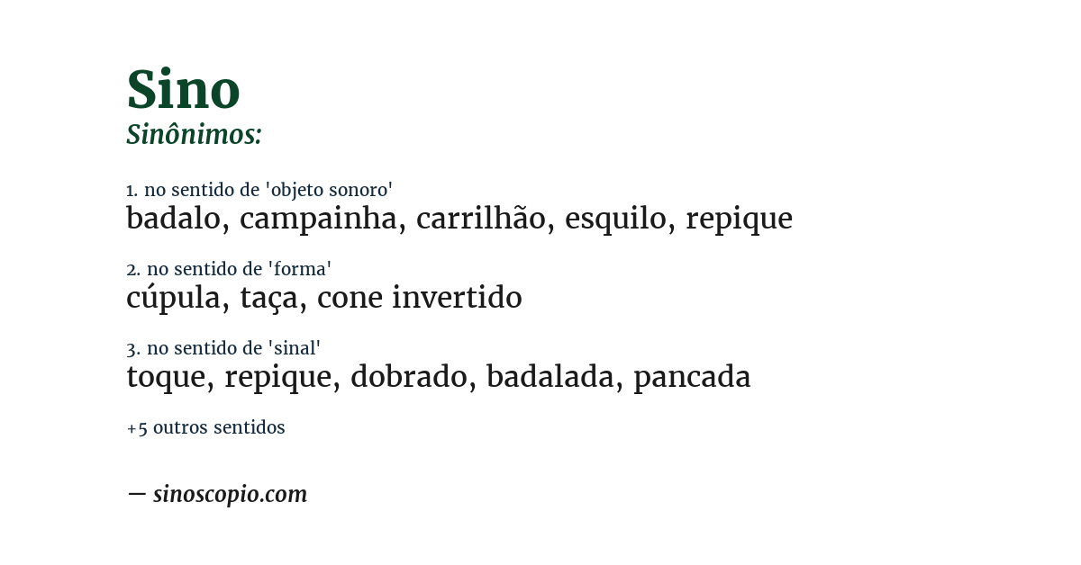 Sinônimo de sino