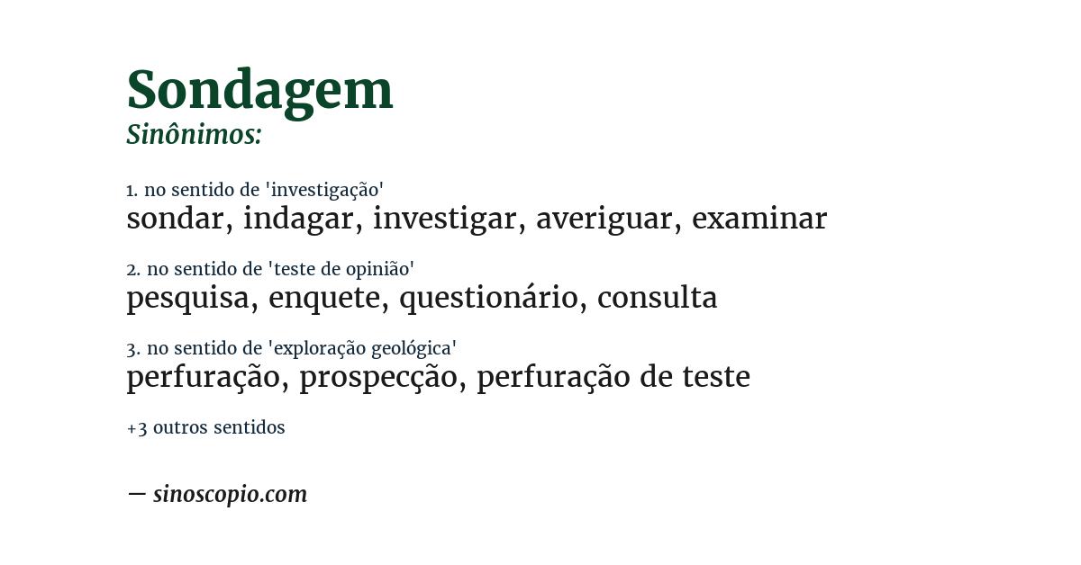Sinônimo de sondagem