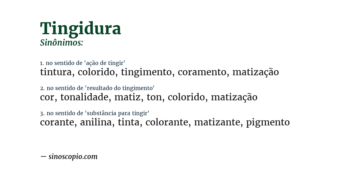 Sinônimo de tingidura