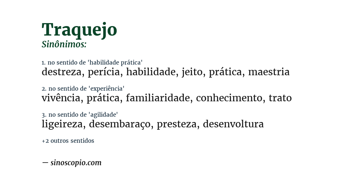 Sinônimo de traquejo