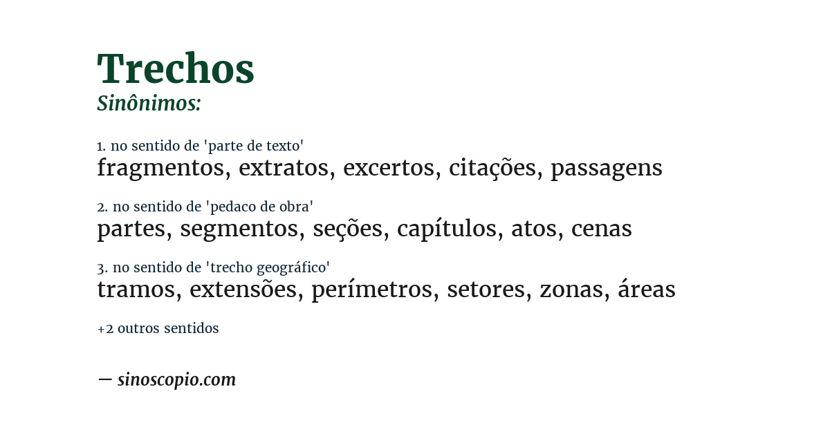 Sinônimo de trechos