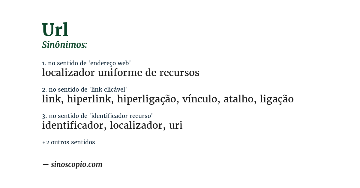 Sinônimo de url