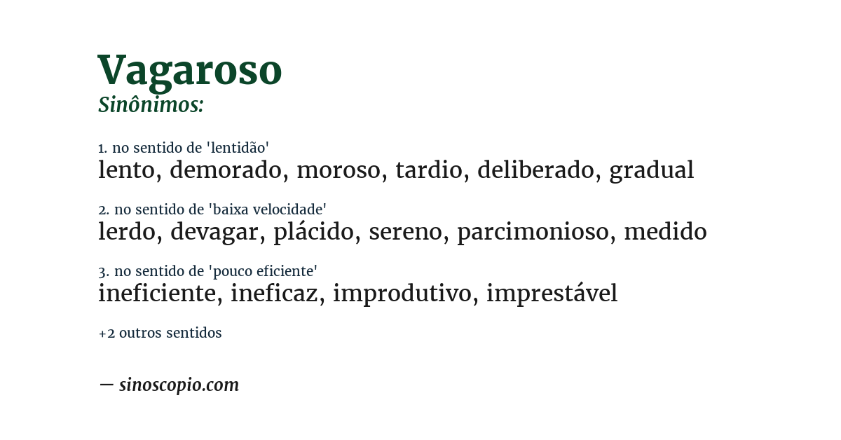 Sinônimo de vagaroso