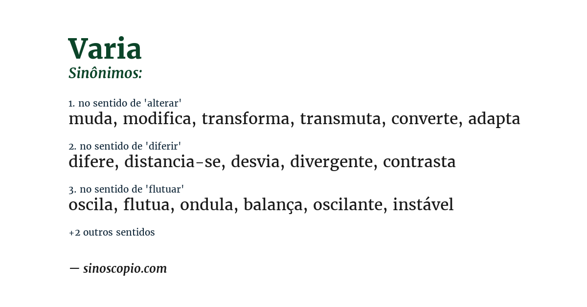 Sinônimo de varia