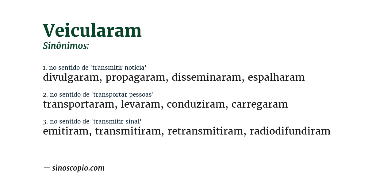 Sinônimo de veicularam