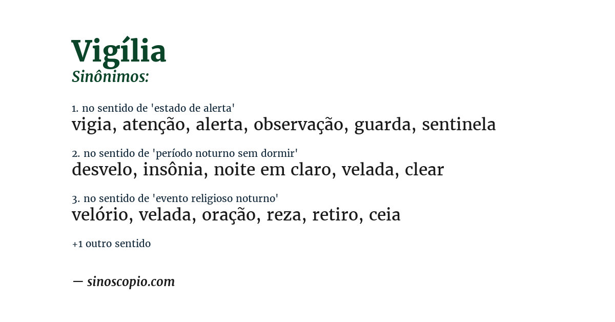 Sinônimo de vigília