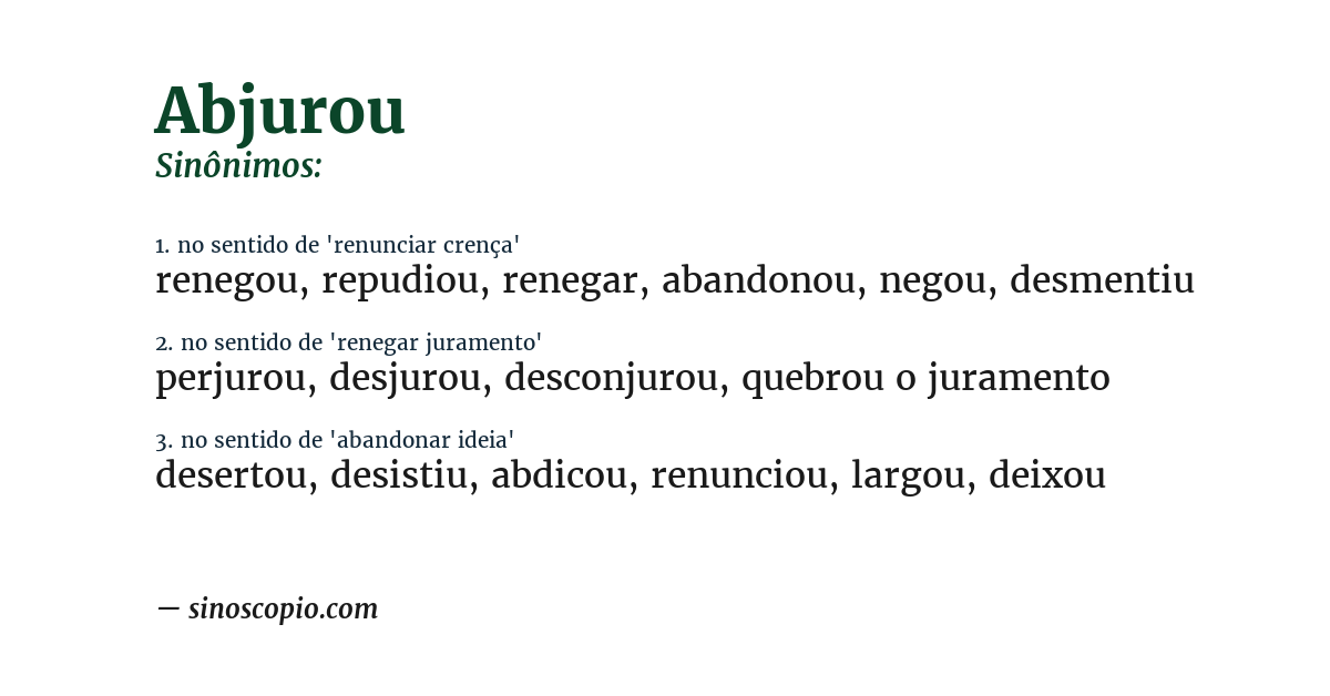Sinônimo de abjurou