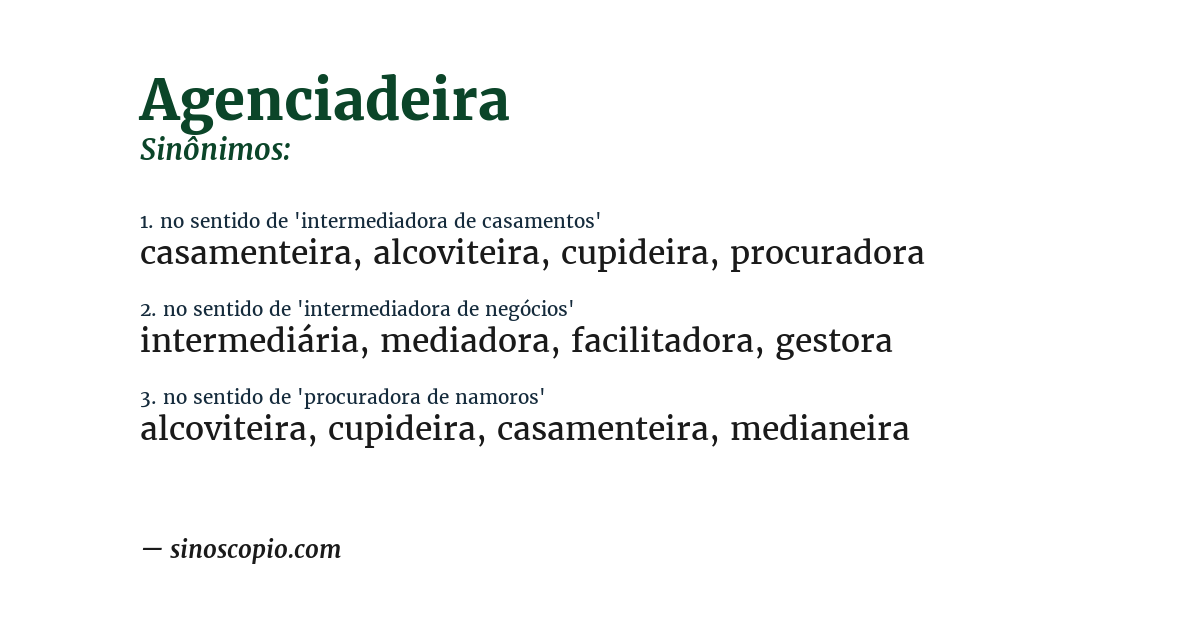 Sinônimo de agenciadeira