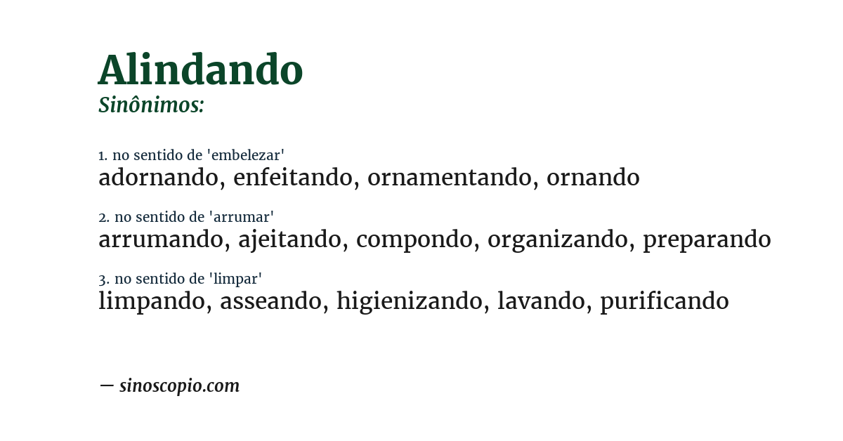 Sinônimo de alindando