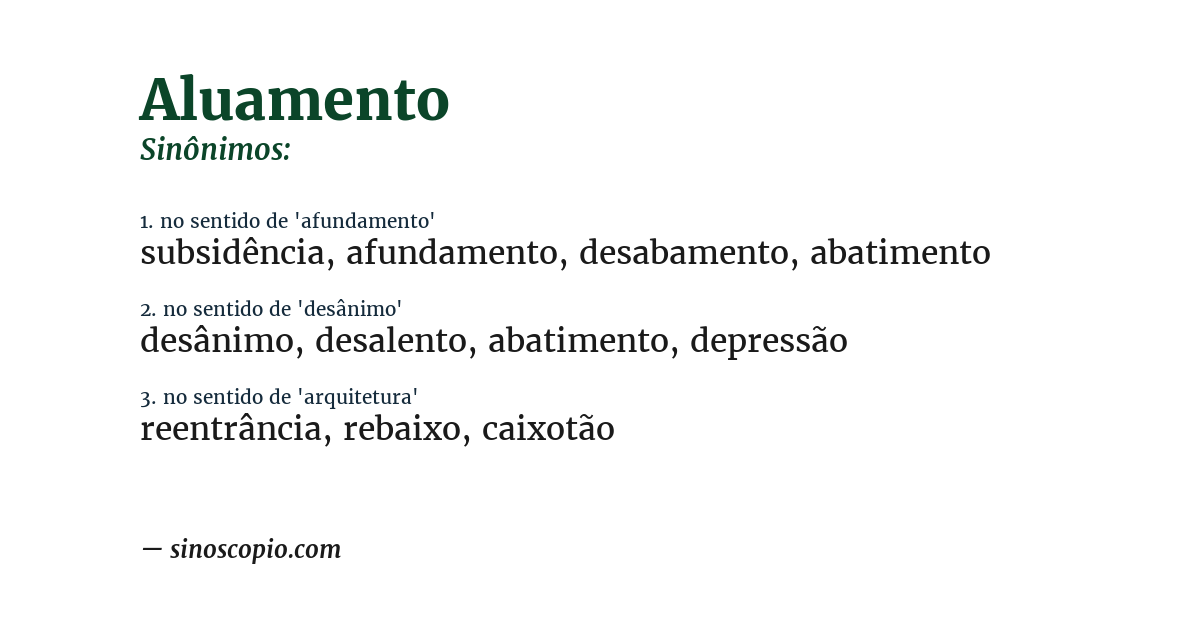 Sinônimo de aluamento