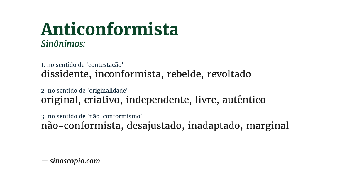 Sinônimo de anticonformista