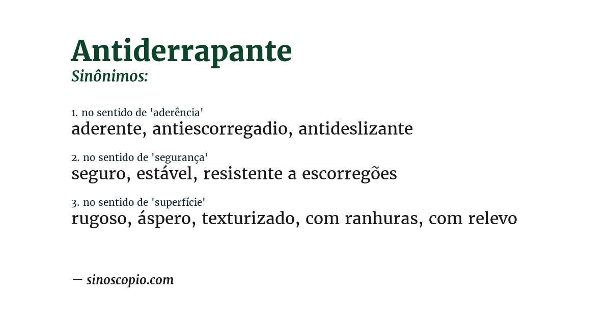 Sinônimo de antiderrapante