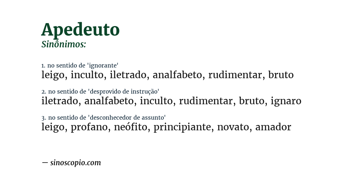 Sinônimo de apedeuto