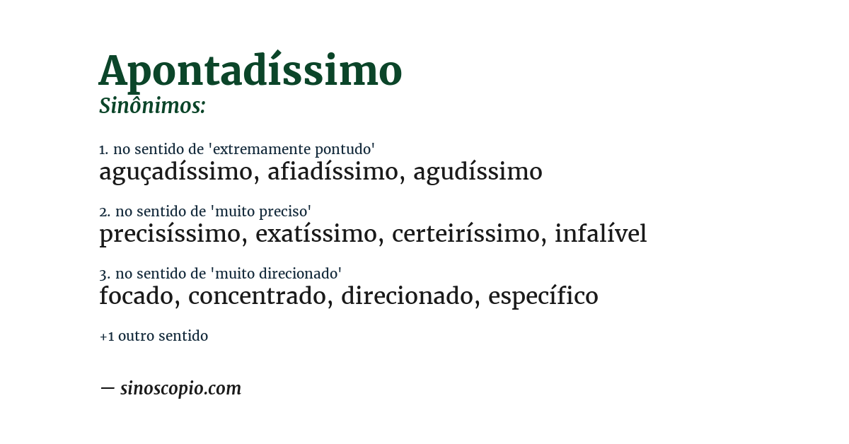 Sinônimo de apontadíssimo