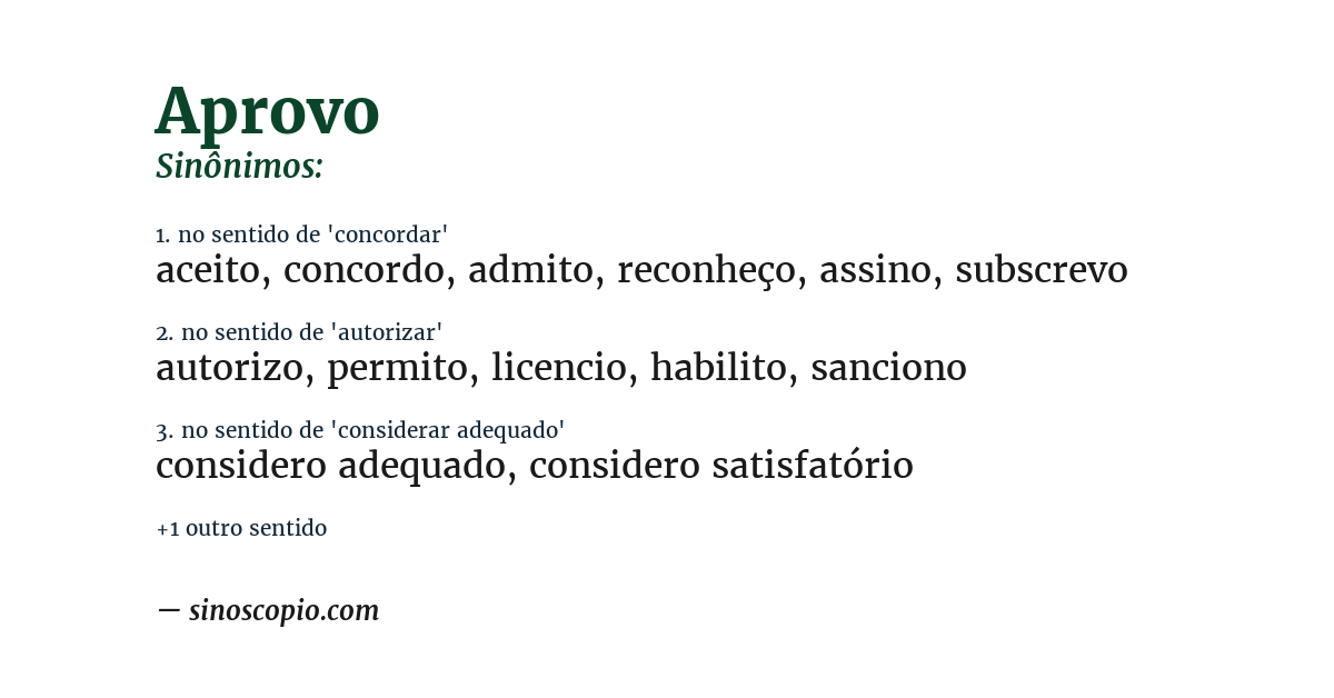 Sinônimo de aprovo