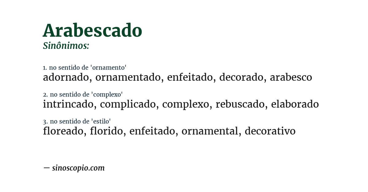 Sinônimo de arabescado