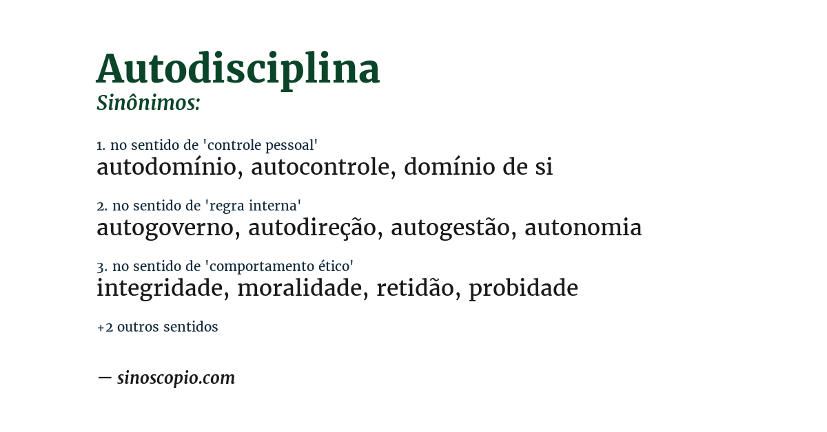 Sinônimo de autodisciplina