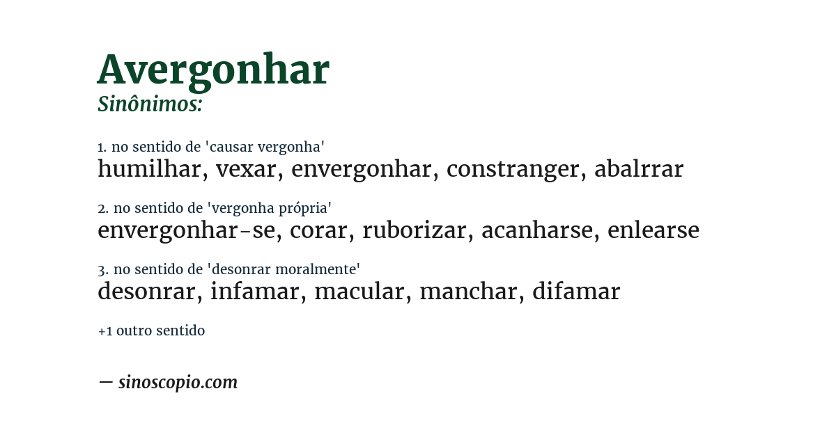 Sinônimo de avergonhar