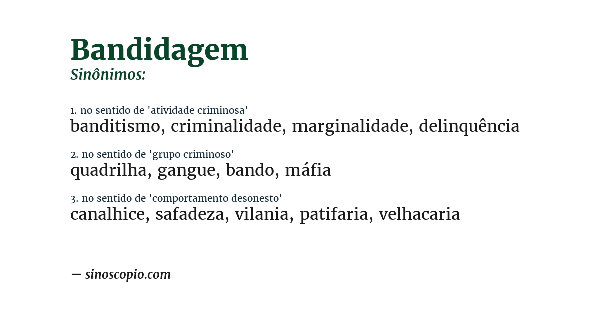Sinônimo de bandidagem