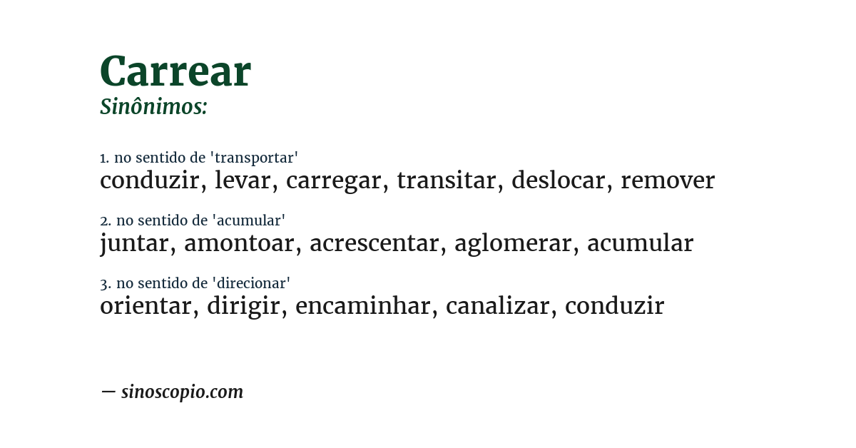 Sinônimo de carrear
