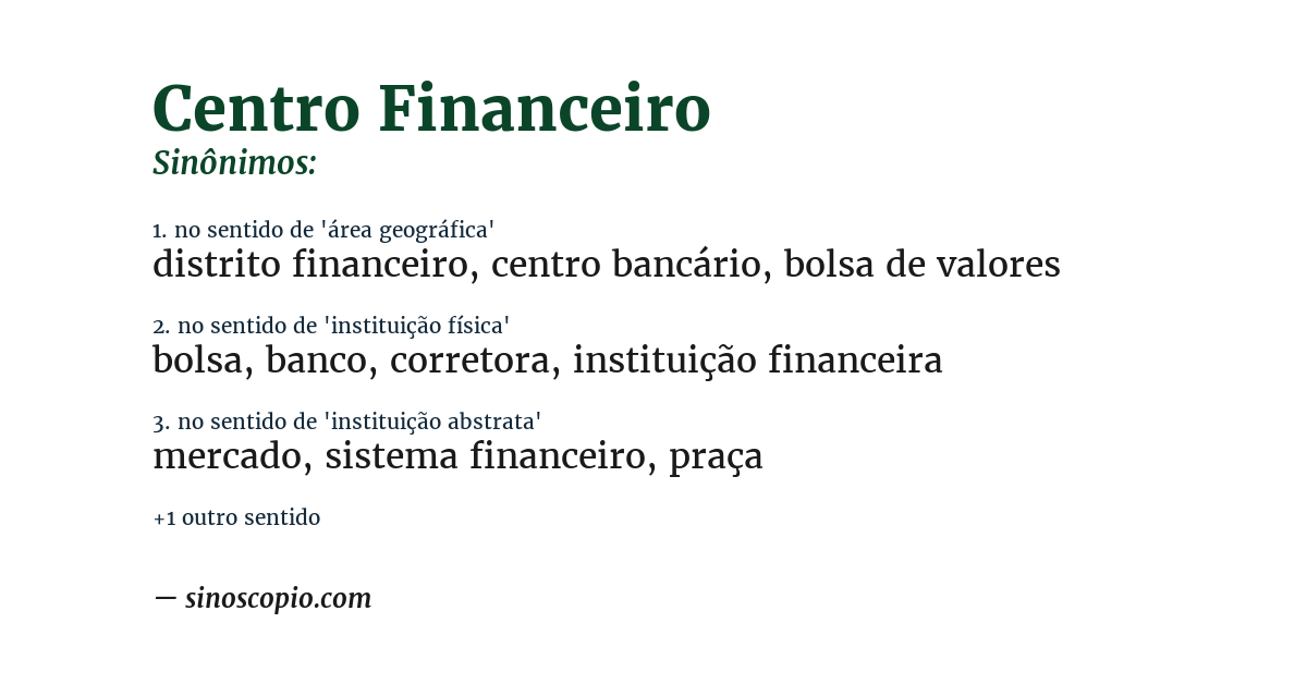 Sinônimo de centro financeiro