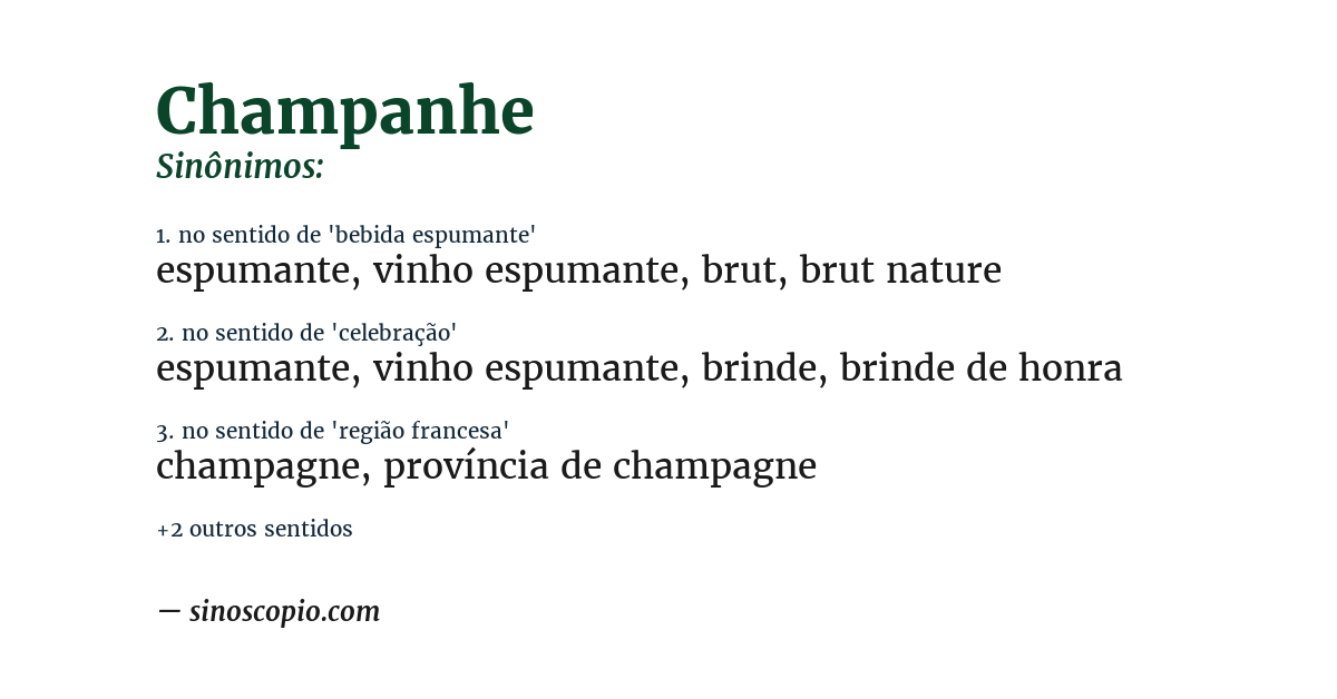 Sinônimo de champanhe