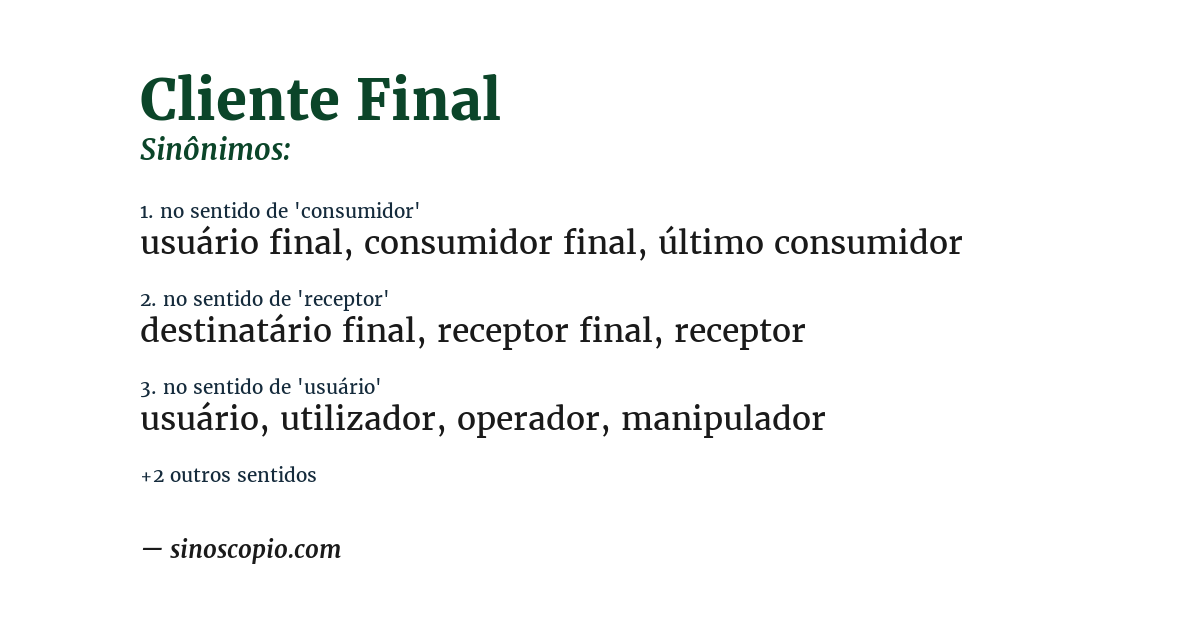 Sinônimo de cliente final