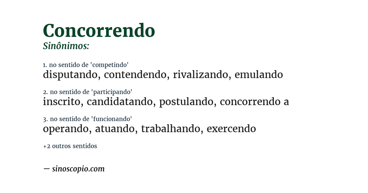 Sinônimo de concorrendo