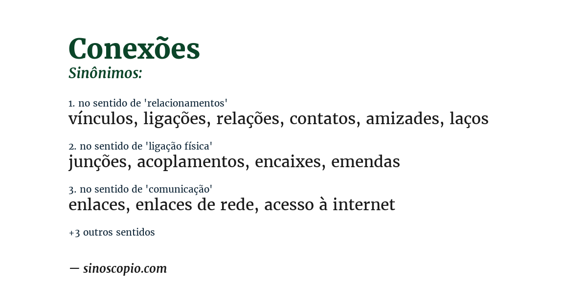 Sinônimo de conexões