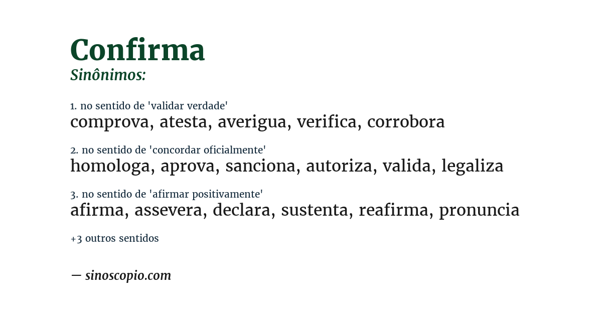 Sinônimo de confirma