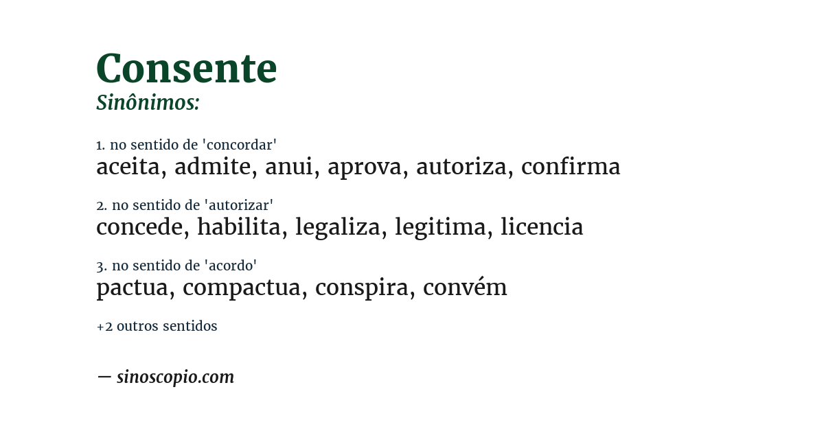Sinônimo de consente