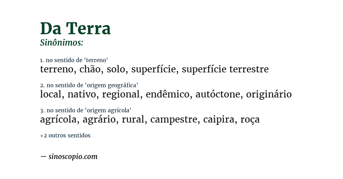 Sinônimo de da terra
