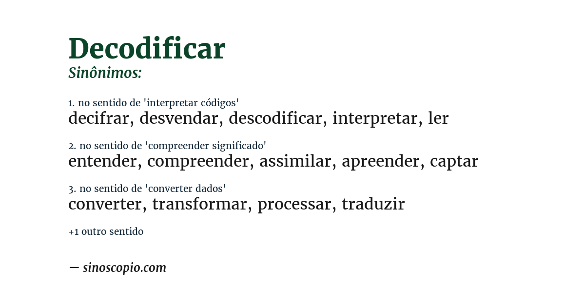 Sinônimo de decodificar