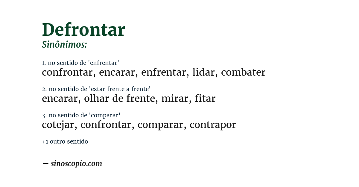 Sinônimo de defrontar