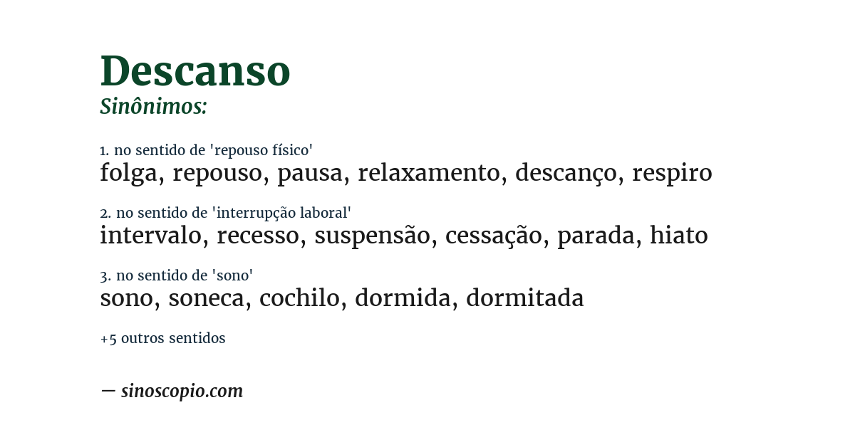 Sinônimo de descanso