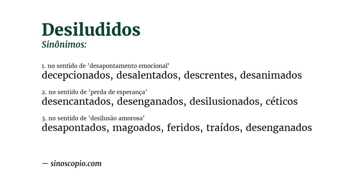 Sinônimo de desiludidos