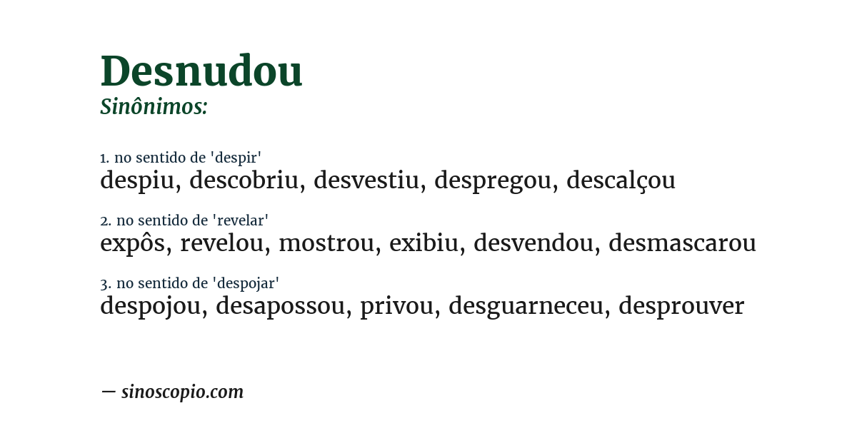 Sinônimo de desnudou