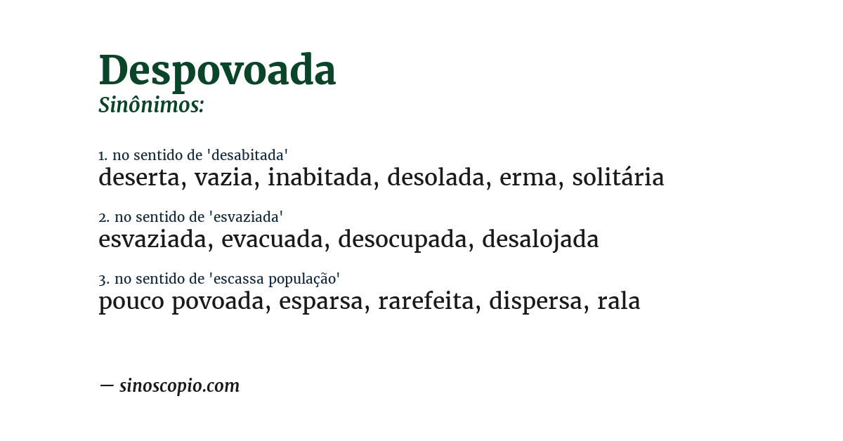 Sinônimo de despovoada