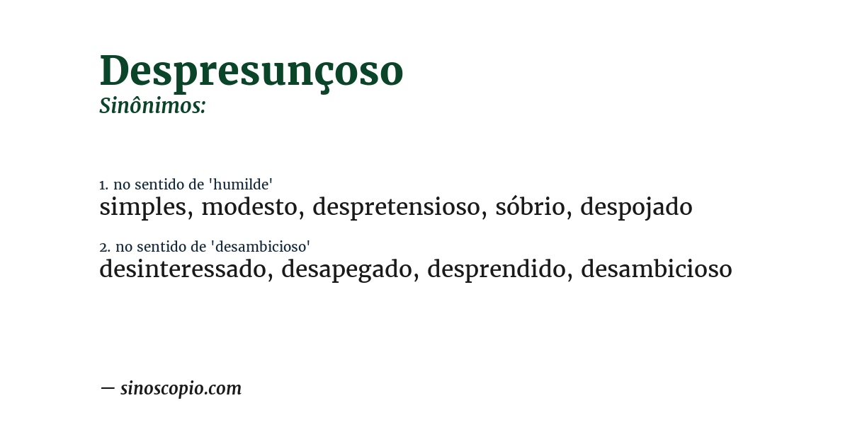 Sinônimo de despresunçoso