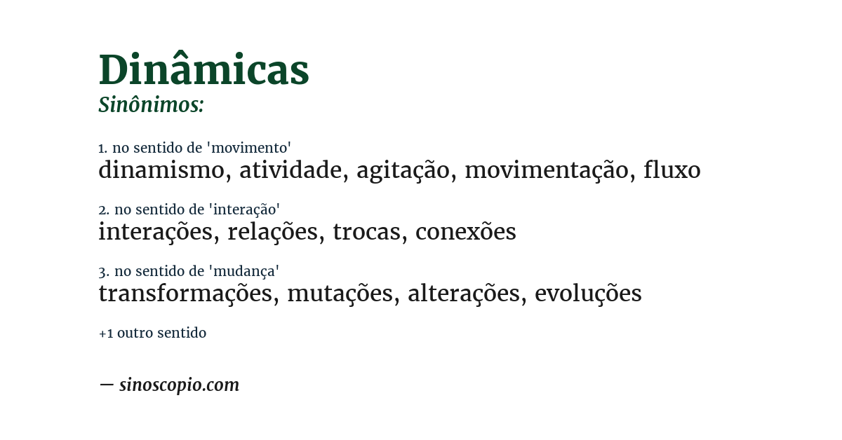 Sinônimo de dinâmicas