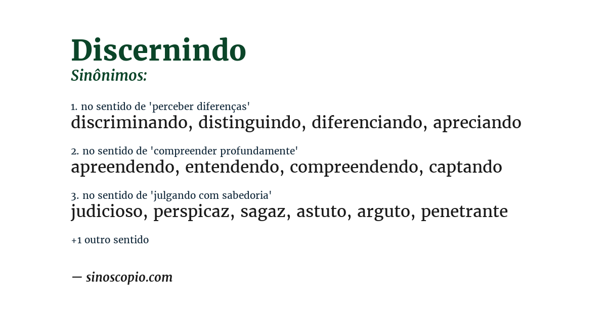 Sinônimo de discernindo